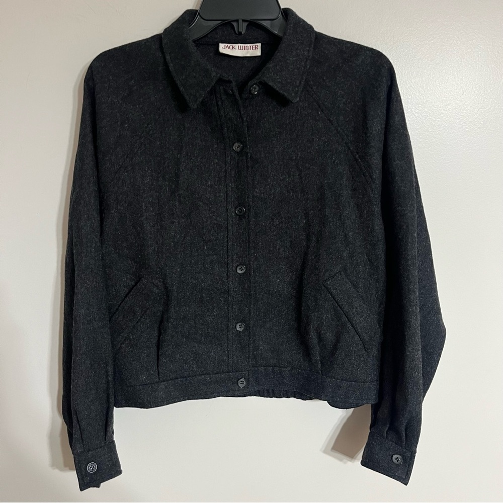 Women's Vintage Jack Winter 80% Wool Button Close Shirt Jacket Size Medium Gray‎